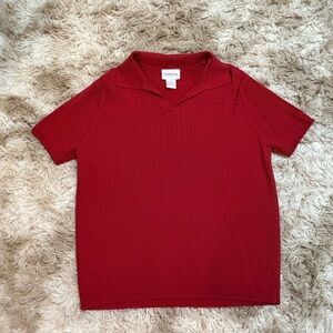 red polo short sleeve women’s sweater top